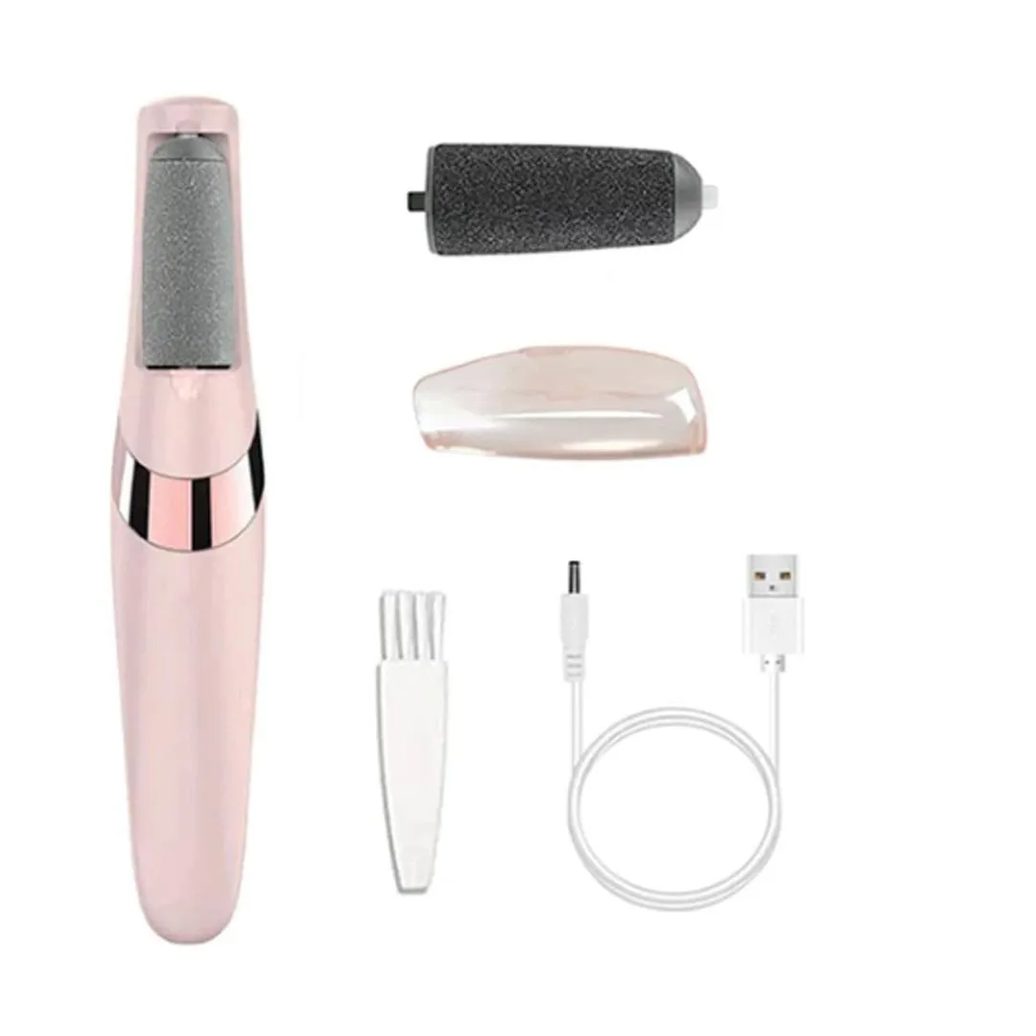 Removedor de Calos Portátil Lixa Elétrica Esfoliador para Os Pés Recarregável Via Usb Rosa