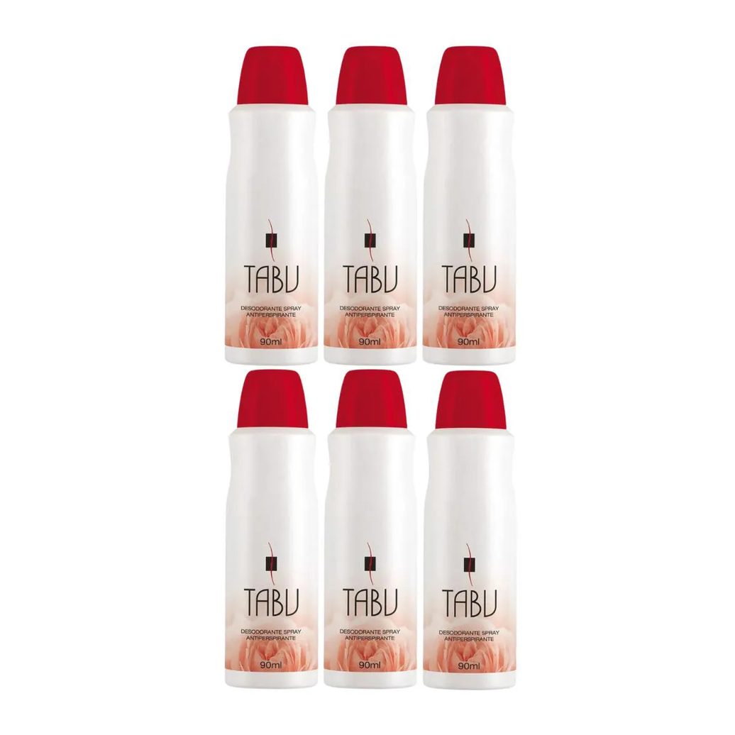 Kit Desodorante Antitranspirante Spray Tabu Feminino 90ml 6 unidades