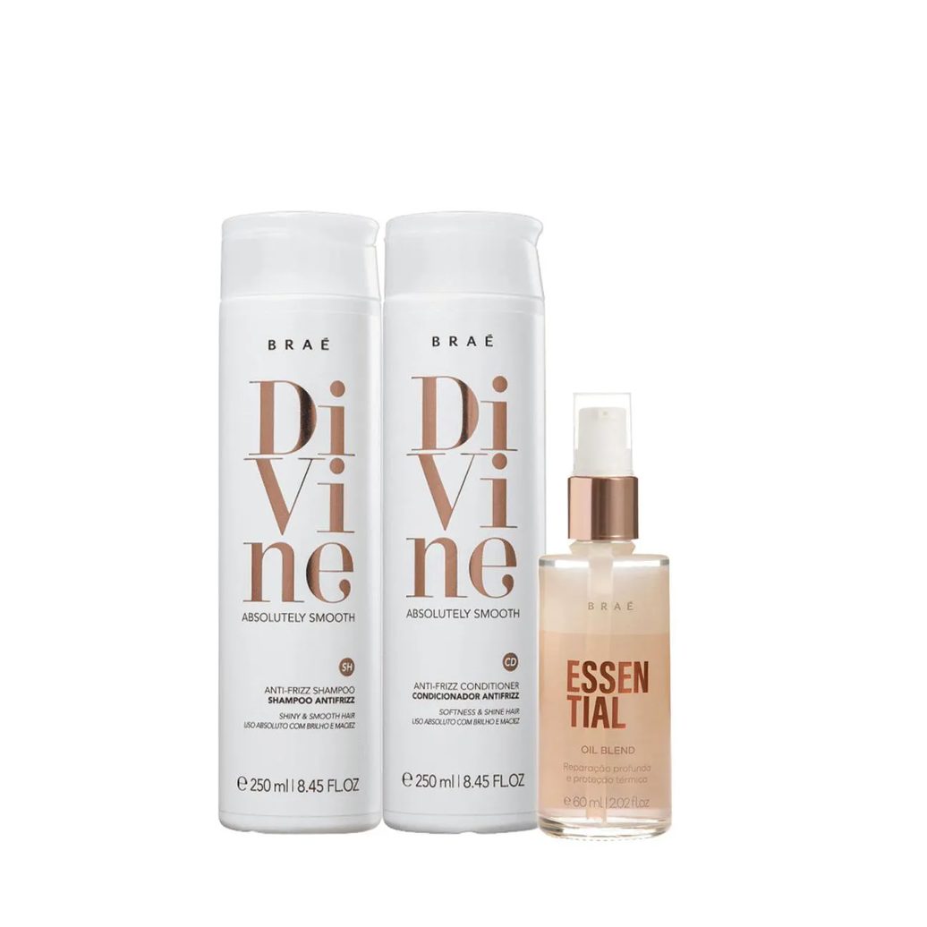 Kit Braé Divine Shampoo Condicionador e Essential Oil Blend (3 Produtos)