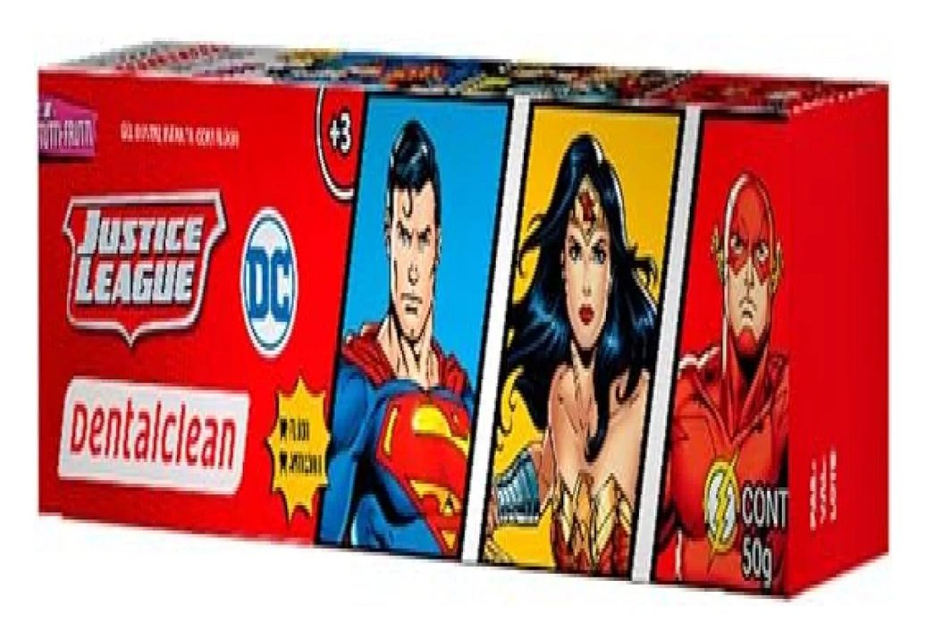 Pasta de Dente Infantil Heróis Liga da Justiça com Flúor Tutti-frutti 50g