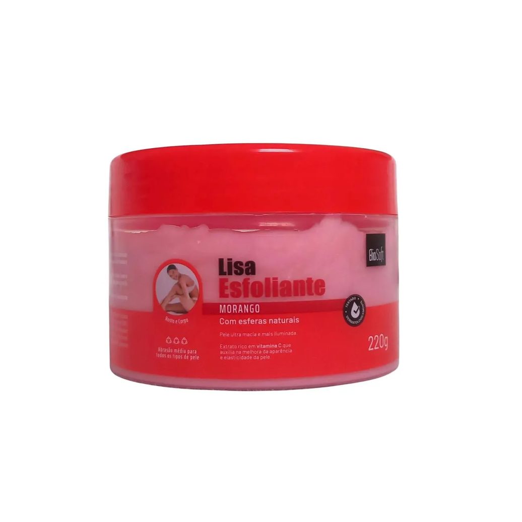 Creme de Esfoliação para o Rosto e Corpo Morango Vitamina C