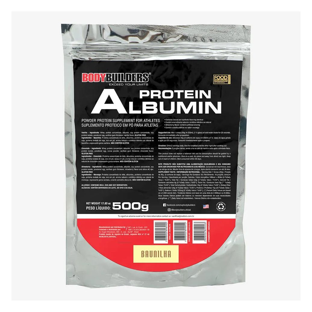 Albumina BodyBuilders Albumin Protein Baunilha Refil 500g