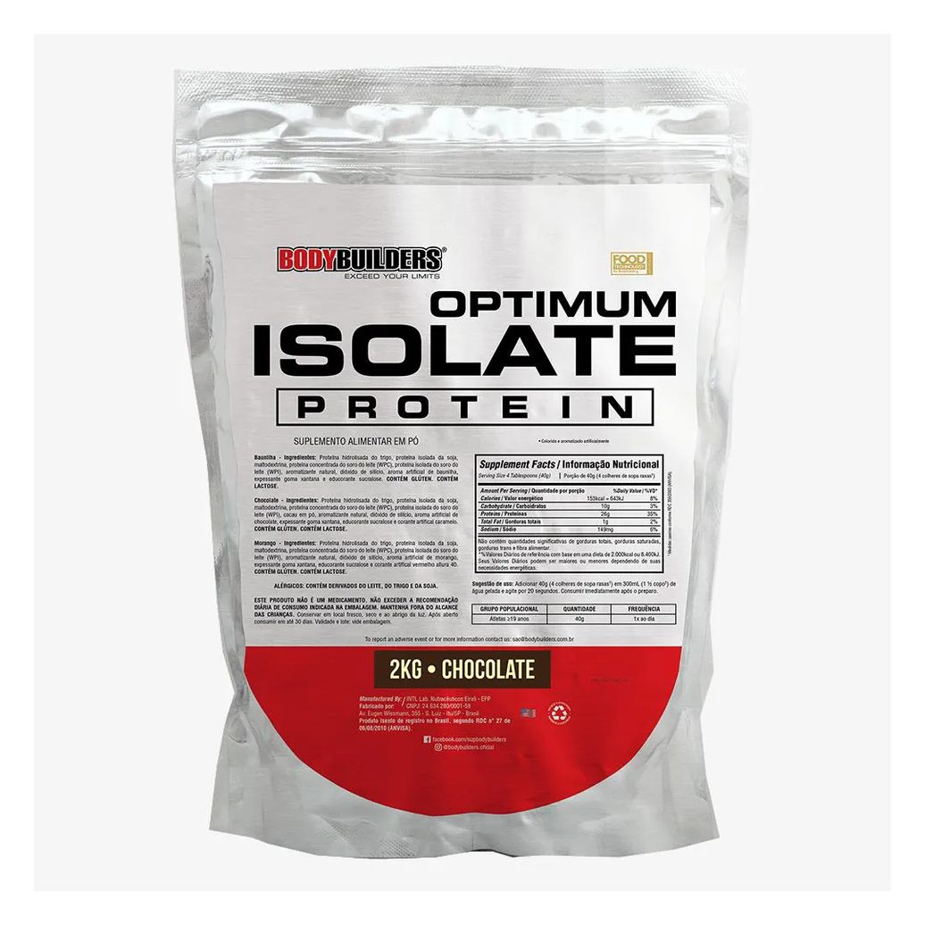 Optimum Isolate Whey Protein 2 Kg - Recuperação Muscular - Bodybuilders Chocolate