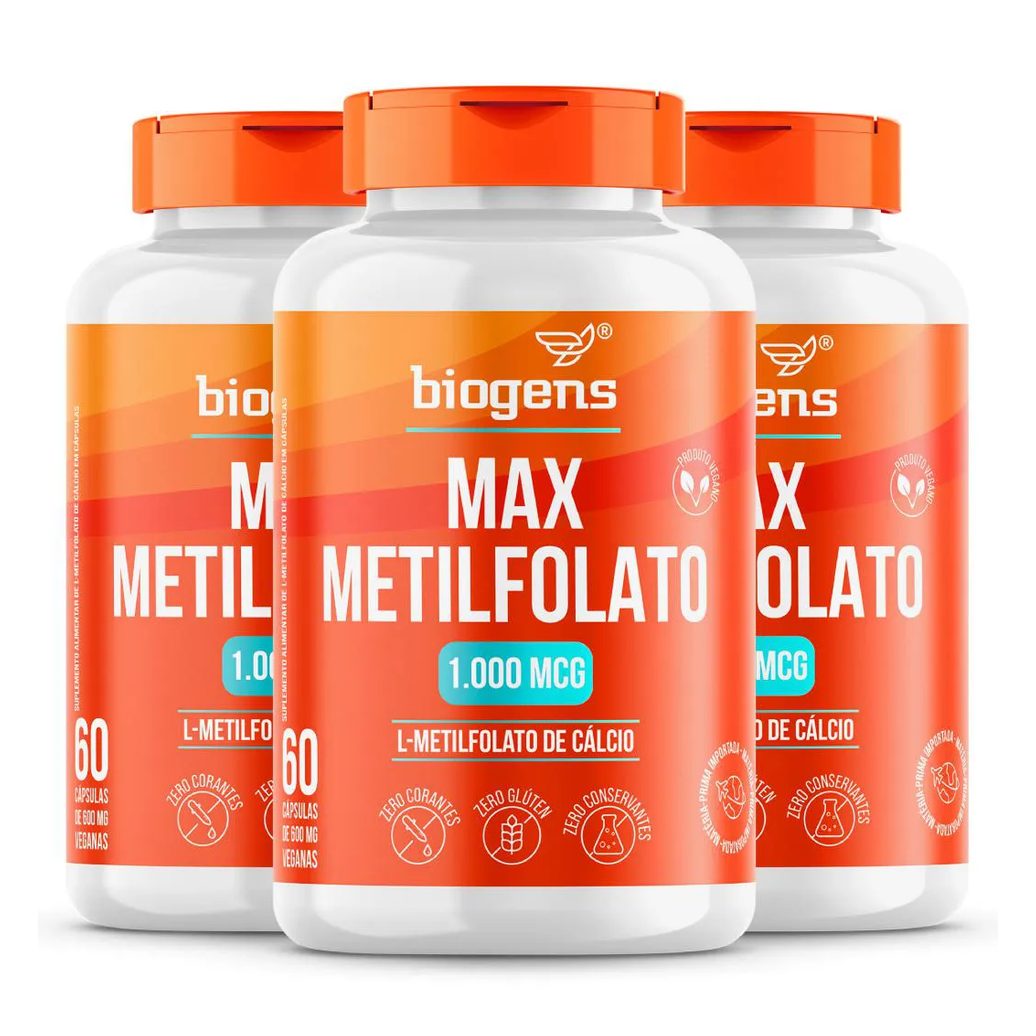 Biogens Kit 3x Max Metilfolato 1000mcg 60 Cápsulas
