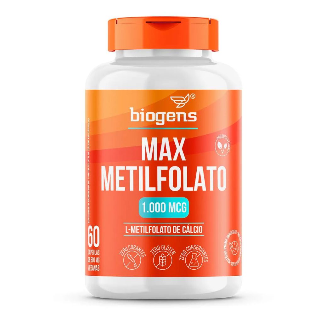 Max Metilfolato 1000mcg, L-metil Folato, 60 Cápsulas, Biogens Neutro