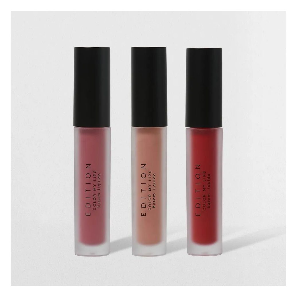 Kit Batom Líquido Vermelho + Batom Líquido Nude + Batom Líquido Rosa Océane Edition (3 Produtos)