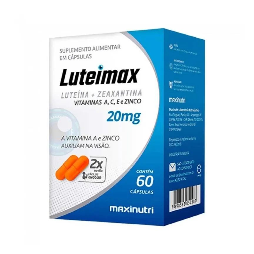 Luteimax - Luteína + Zeaxantina 20mg (60 Cápsulas) - Padrão: Único