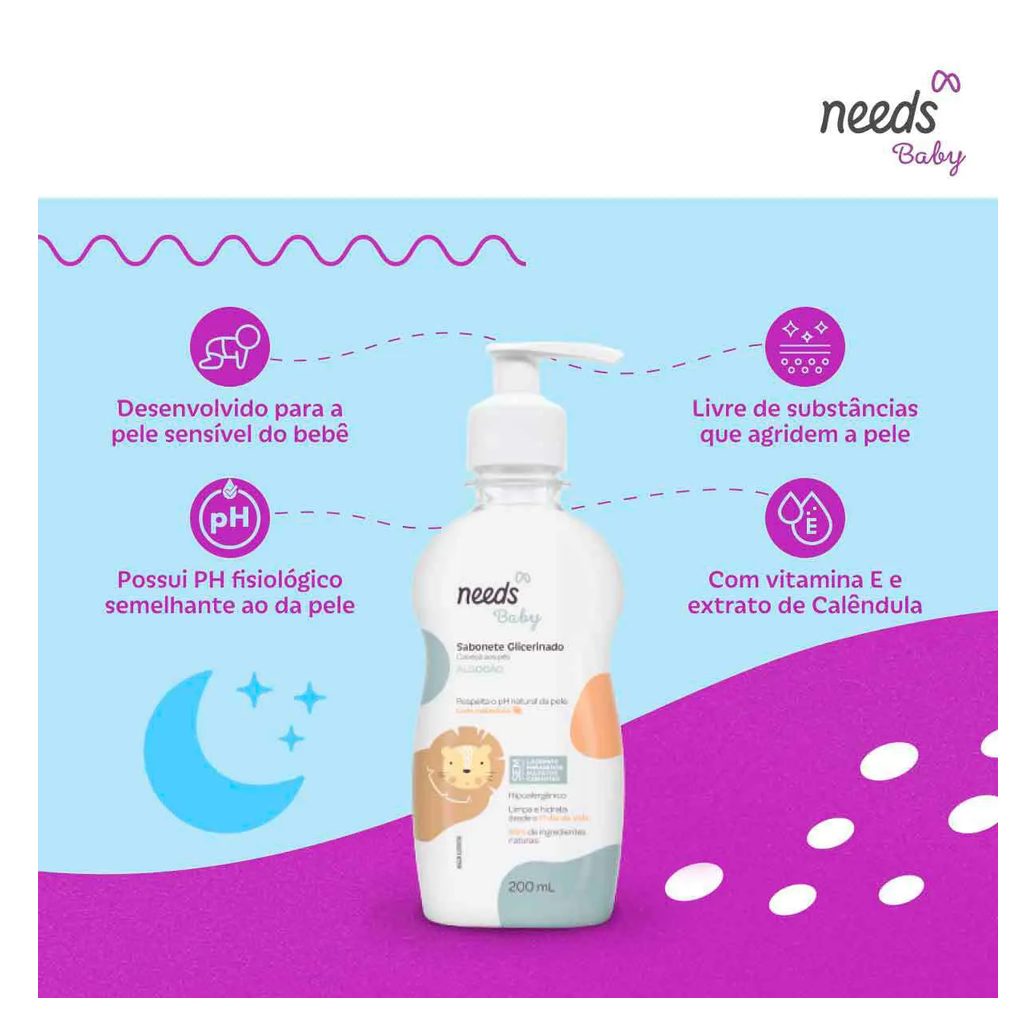 Sabonete de Glicerina Líquido Needs Baby Algodão 200ml