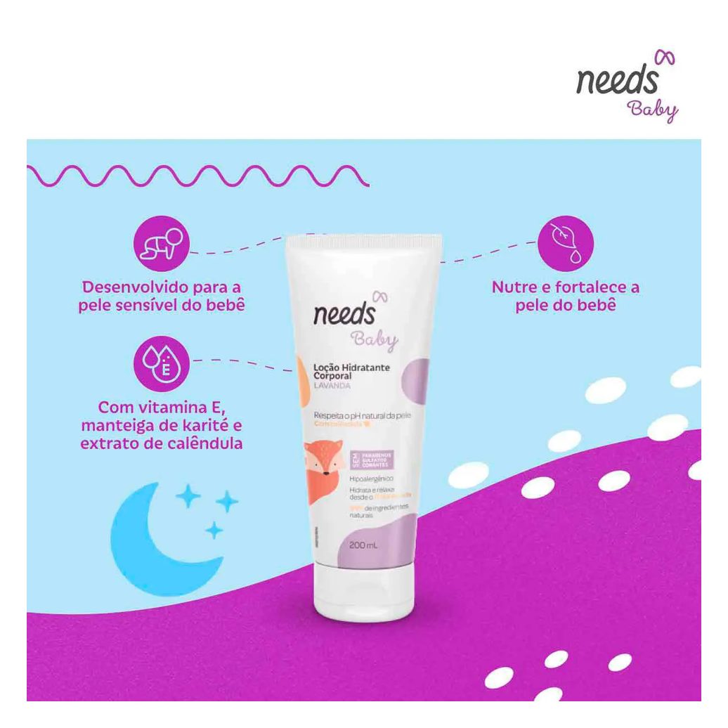 Hidratante Corporal Infantil Needs Baby Lavanda 200ml