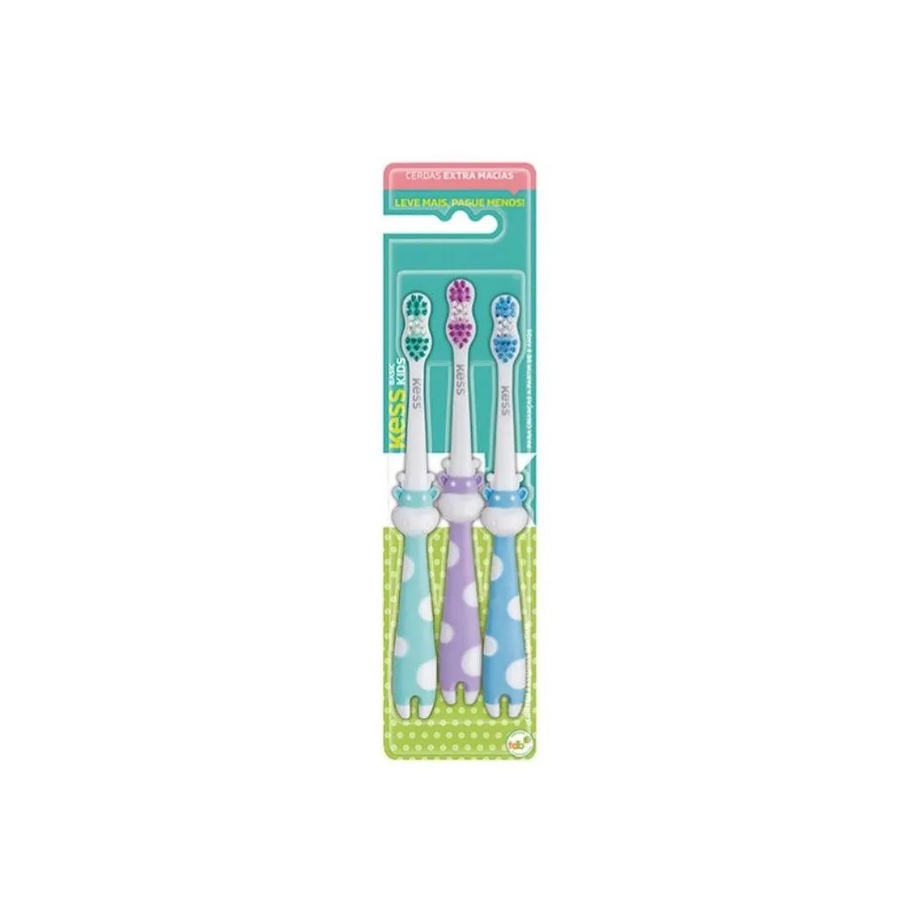 Escova Dental Kess Kids Extra Macia 2566 com 3un