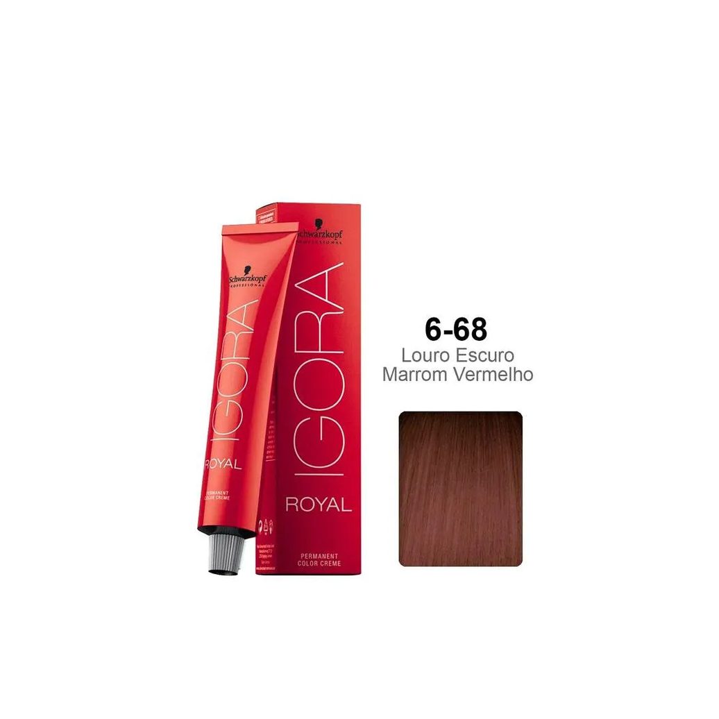 Tintura Schwarzkopf Igora Royal 6.68 Louro Escuro Marrom Vermelho