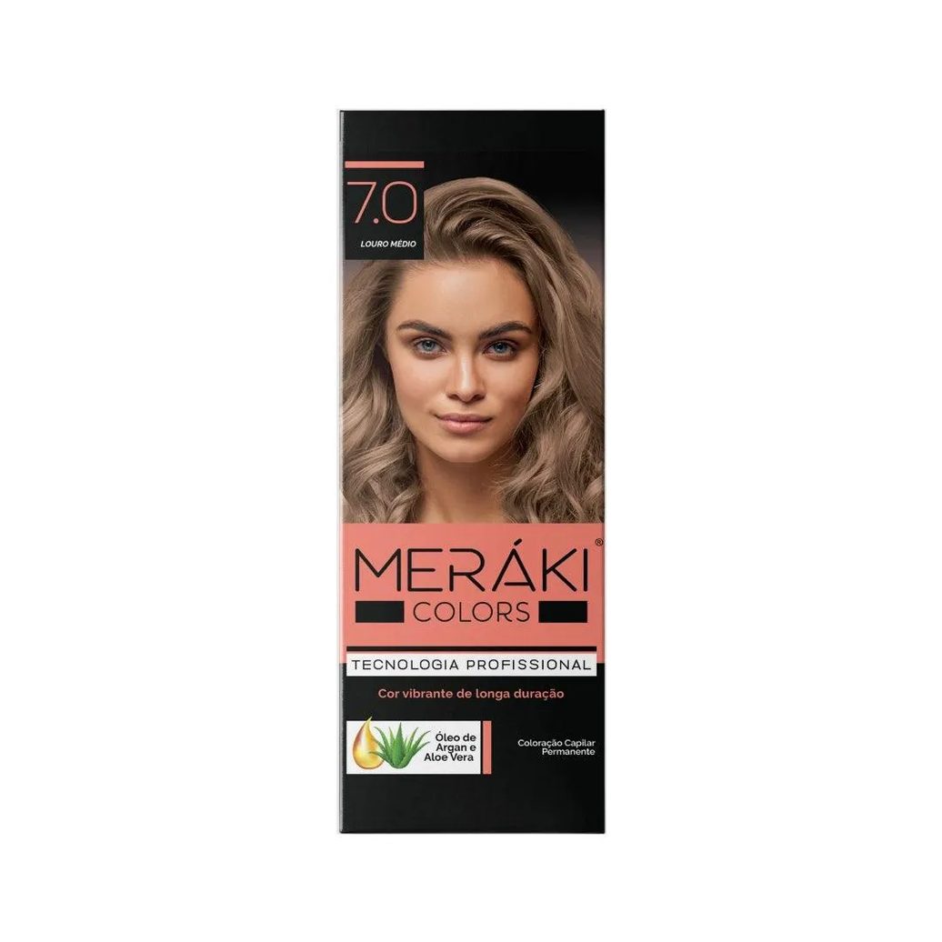 Kit Tintura Meráki Color Louro Médio 7.0 125GR