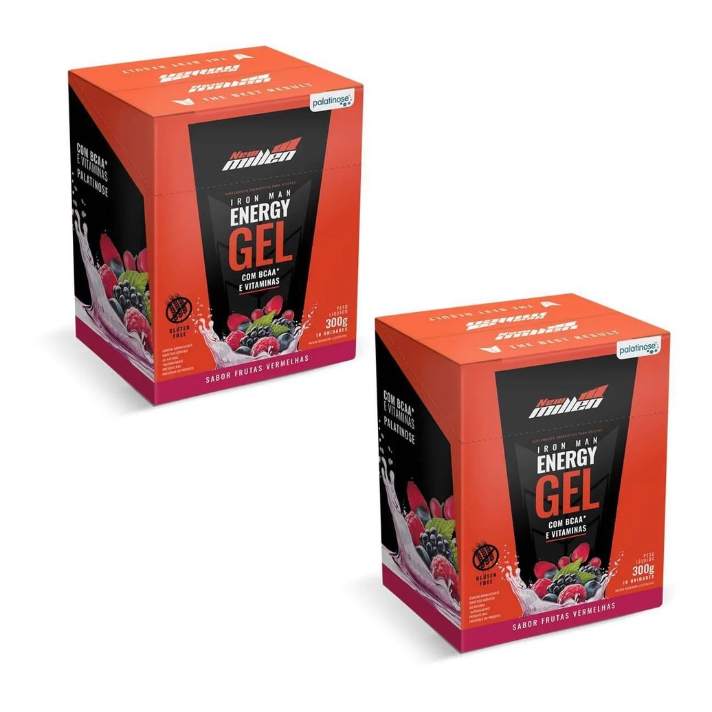 Kit 2X Iron Man Instant Energy Gel – 10 Unidades 30G Frutas Vermelhas – New Millen