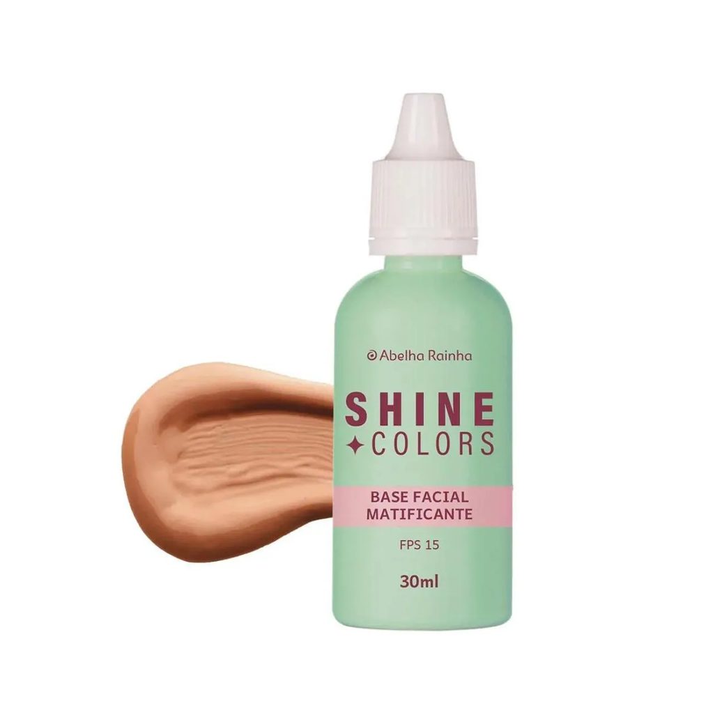 Base Líquida Matificante Fps 15 Caramelo Shine Colors Abelha Rainha 30ml