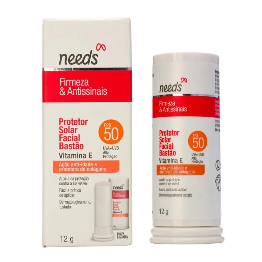 Protetor Solar Facial Needs Firmeza & Antissinais FPS 50 Bastão 12g