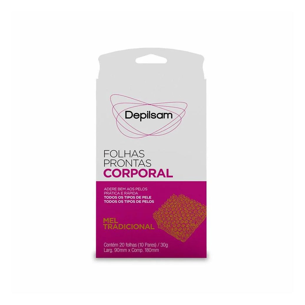 Folhas Prontas para Depilação Corporal Depilsam Mel 20fls