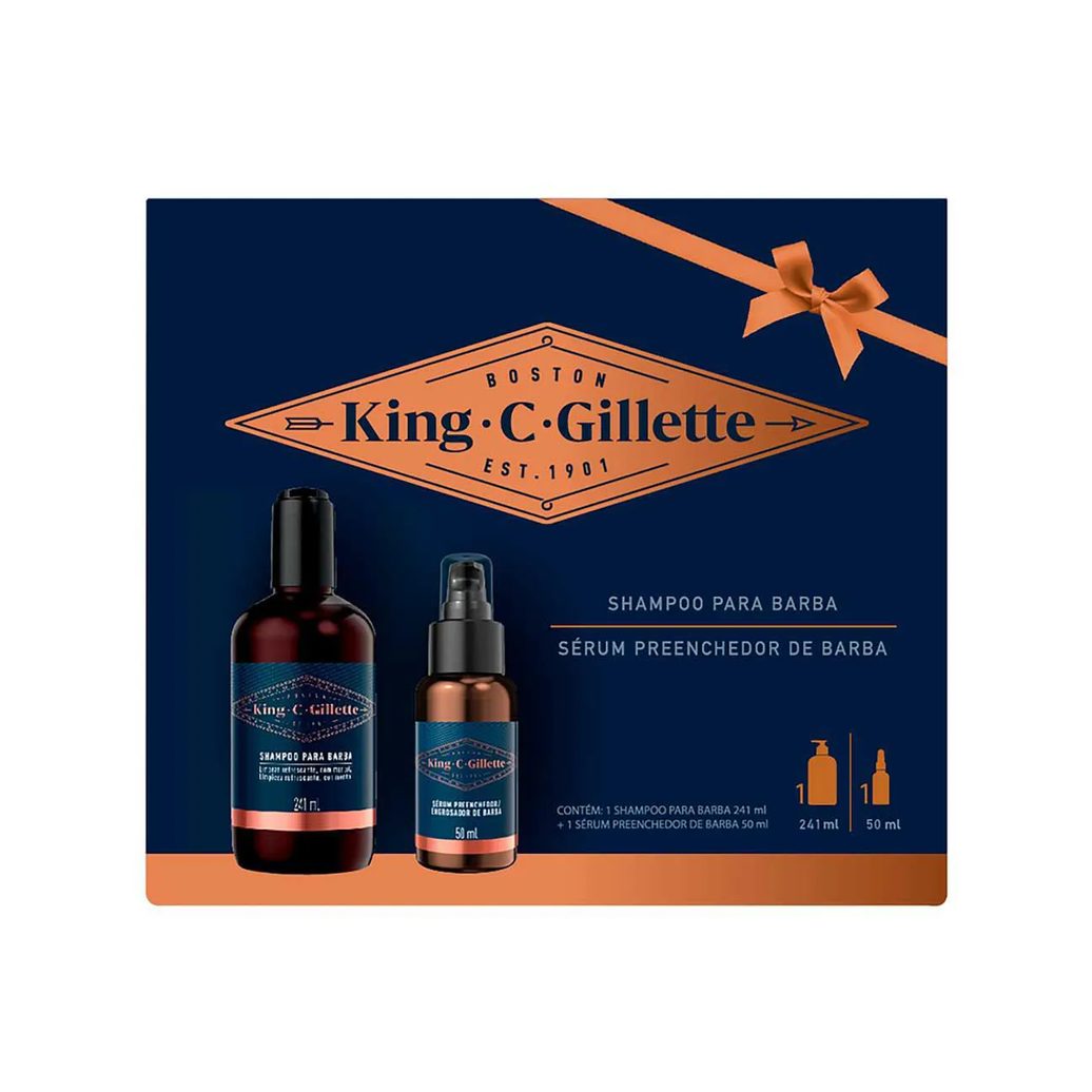 Kit King C. Gillette para Barba Shampoo 241ml + Sérum Preenchedor 50ml