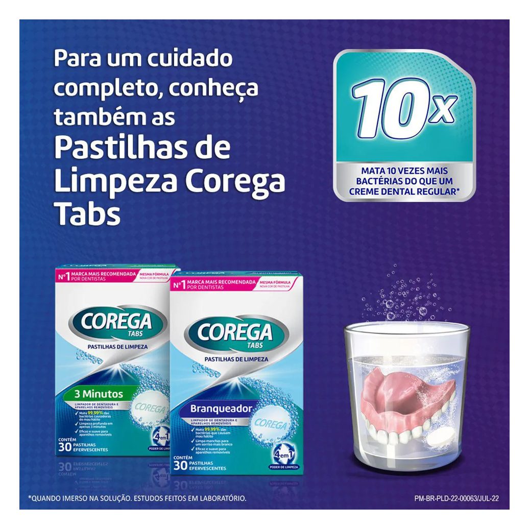 Kit Pó Fixador de Dentadura Corega 3 em 1 22g 3 unidades