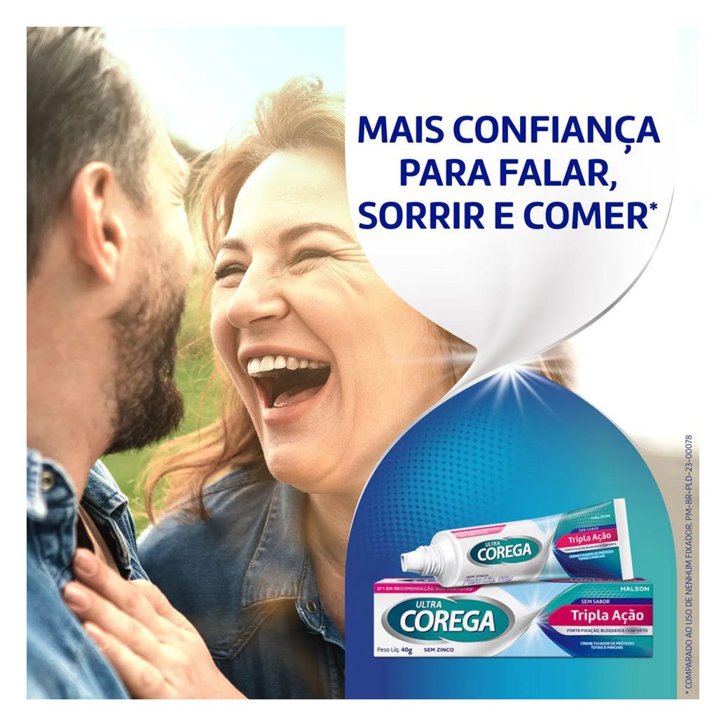 Kit Creme Fixador de Dentadura Corega Ultra Tripla Ação Sem Sabor 70g + Max Fixação 40g