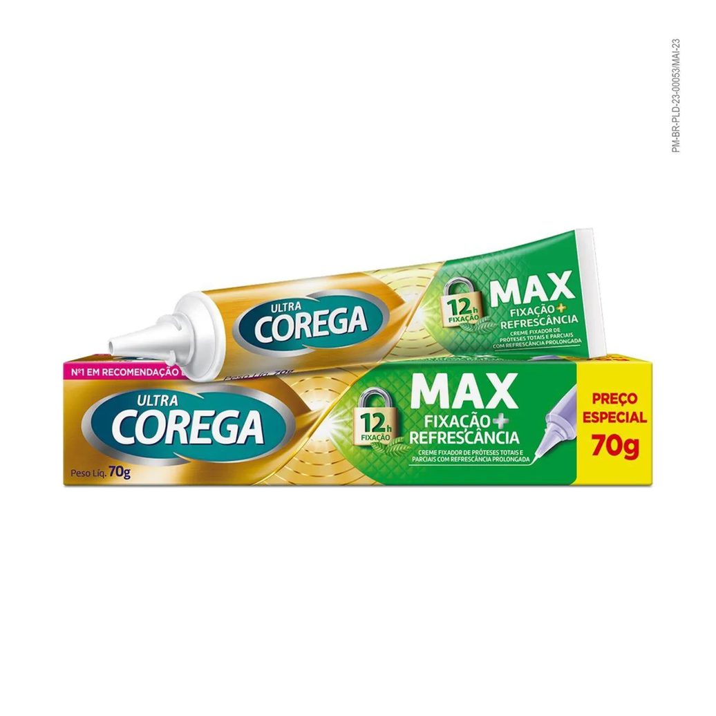 Creme Fixador de Dentadura Ultra Corega Max Fixação + Refrescância Menta 70g