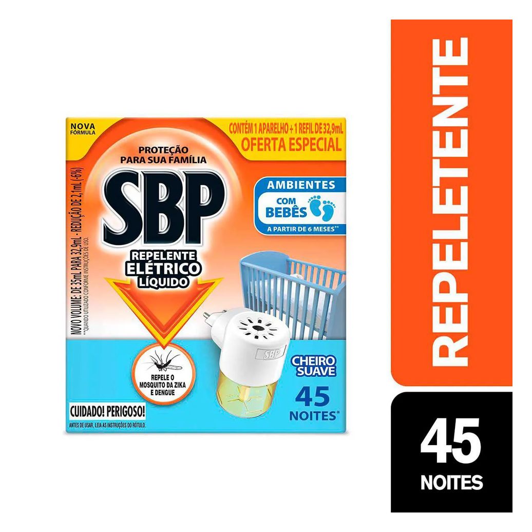 Repelente de Tomada SBP 45 Noites Cheiro Suave + Refil 35ml