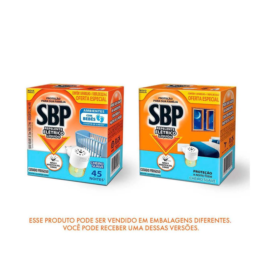 Repelente de Tomada SBP 45 Noites Cheiro Suave + Refil 35ml