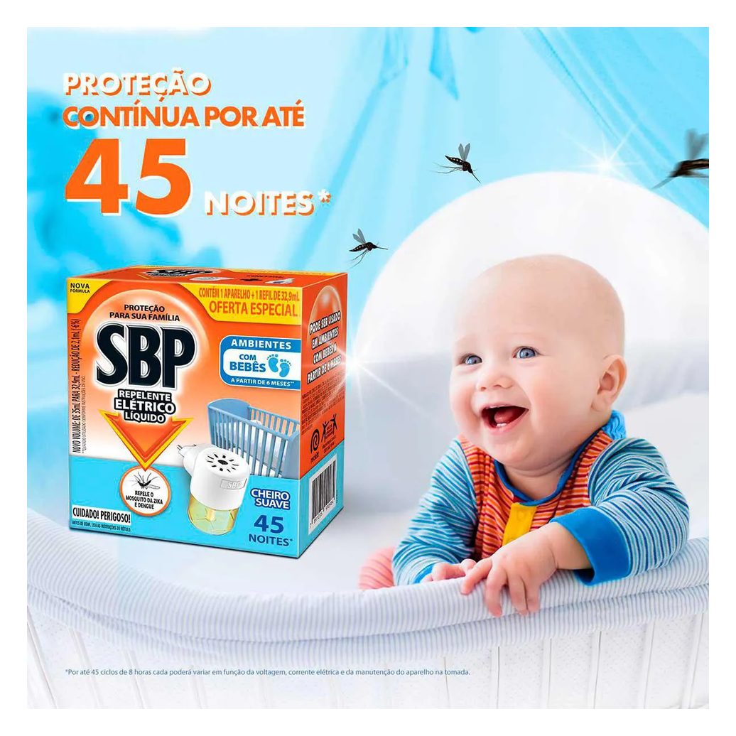 Repelente de Tomada SBP 45 Noites Cheiro Suave + Refil 35ml