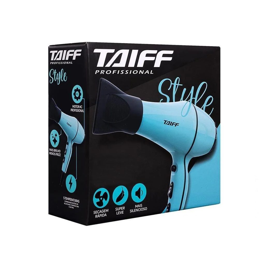 Secador de Cabelo Profissional Taiff Style Azul Tiffany 2000w 127v