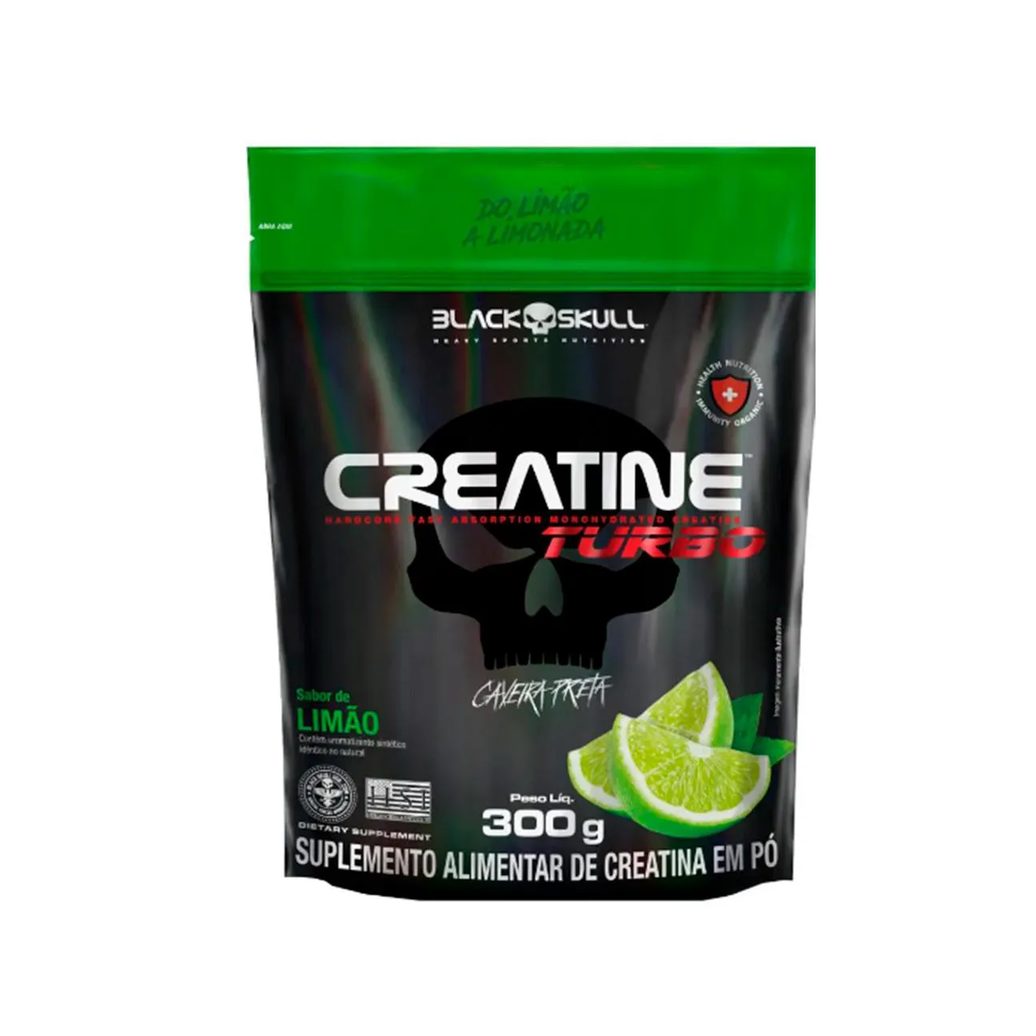 Creatina Black Skull Turbo Stand Up Pouch Limão 300g