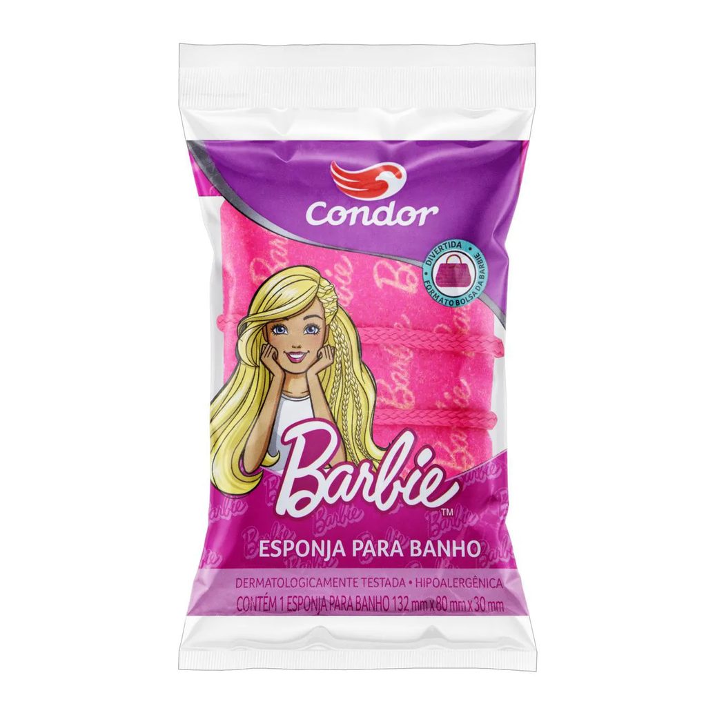 Esponja de Banho Infantil Condor Bolsa Barbie 1 unidade