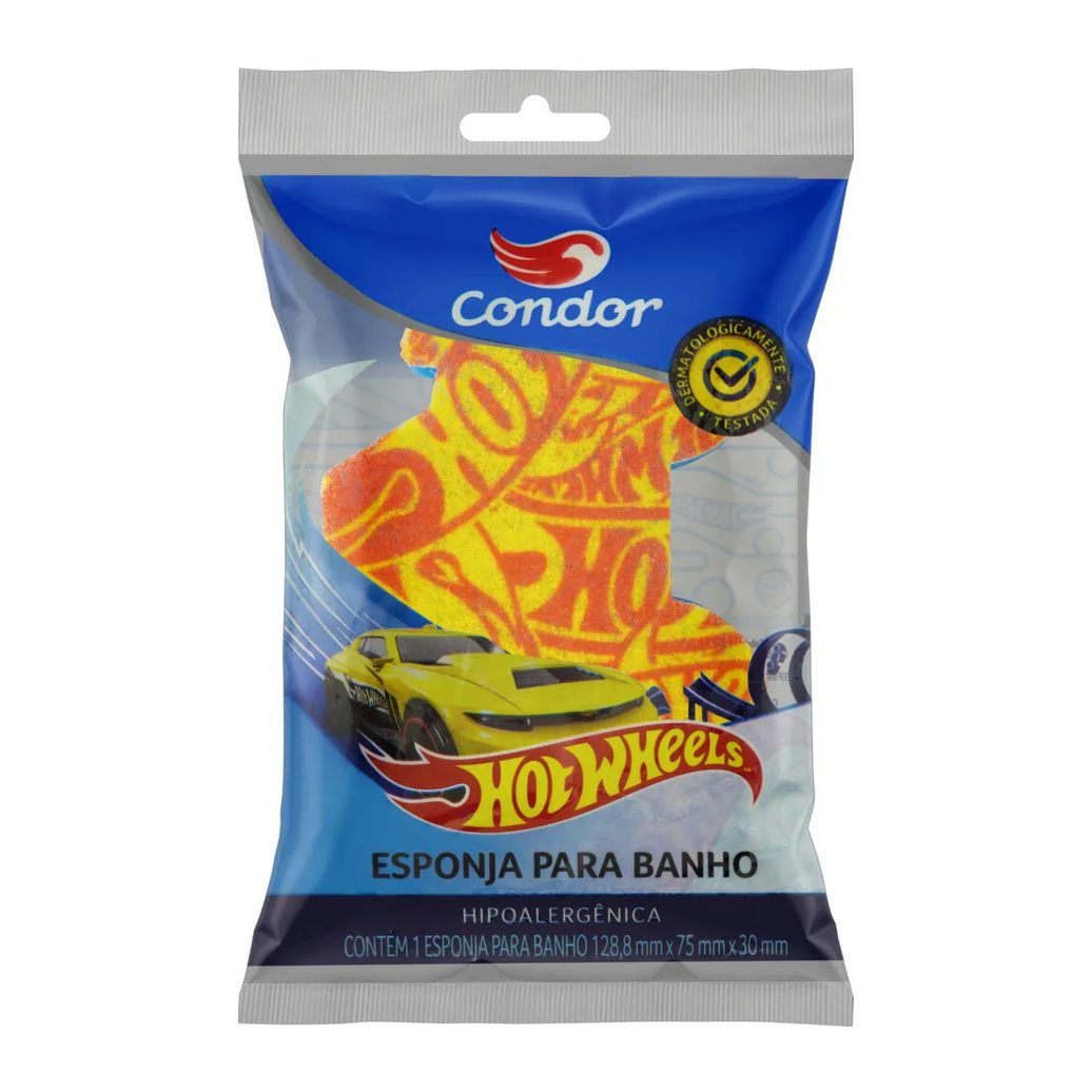 Esponja de Banho Infantil Condor Carro Hot Wheels 1 unidade