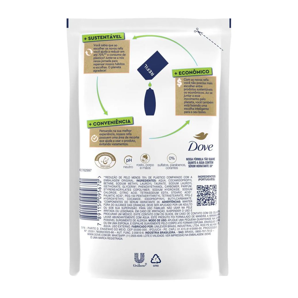 Refil Sabonete Líquido Dove Pele Sensível com Glicerina 200ml