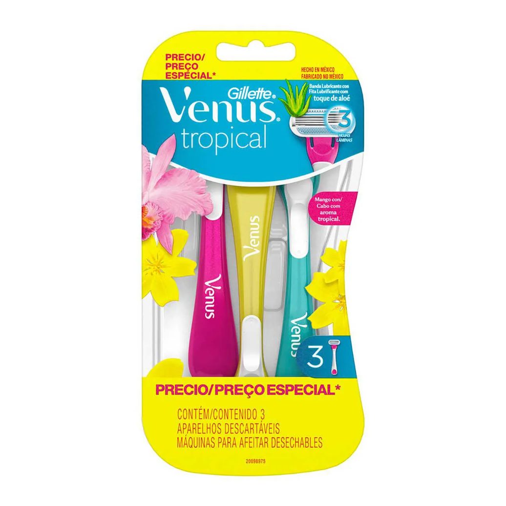Aparelho de Depilar Gillette Venus Tropical Feminino com 3 unidades