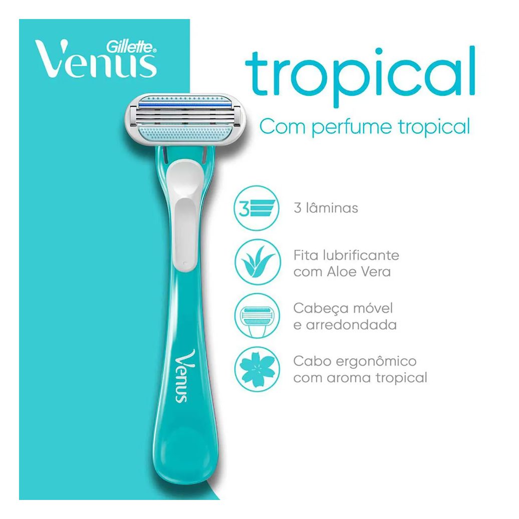 Aparelho de Depilar Gillette Venus Tropical Feminino com 3 unidades