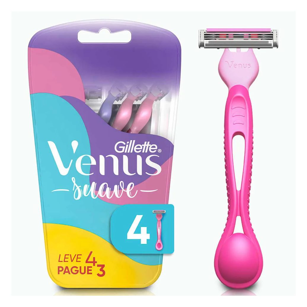 Aparelho de Depilar Descartável Gillete Venus Suave com 4 unidades