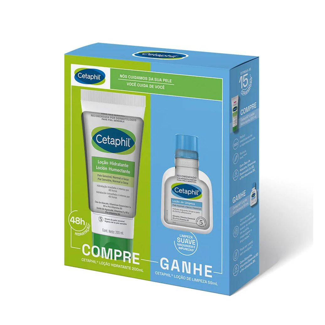 Kit Cetaphil Loção Hidratante 200mL + Loção Limpeza 59ml