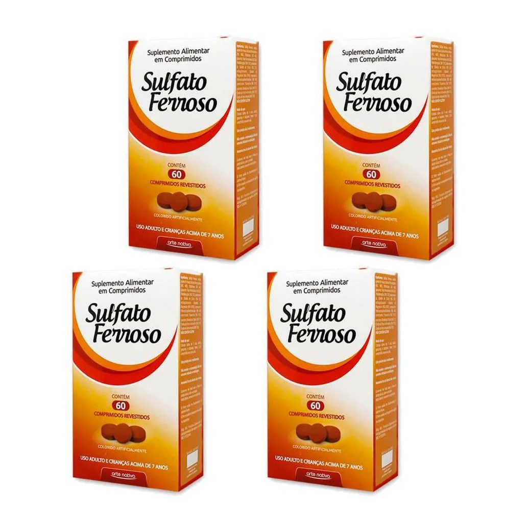 Kit 4x Sulfato Ferroso 60 Cp Arte Nativa