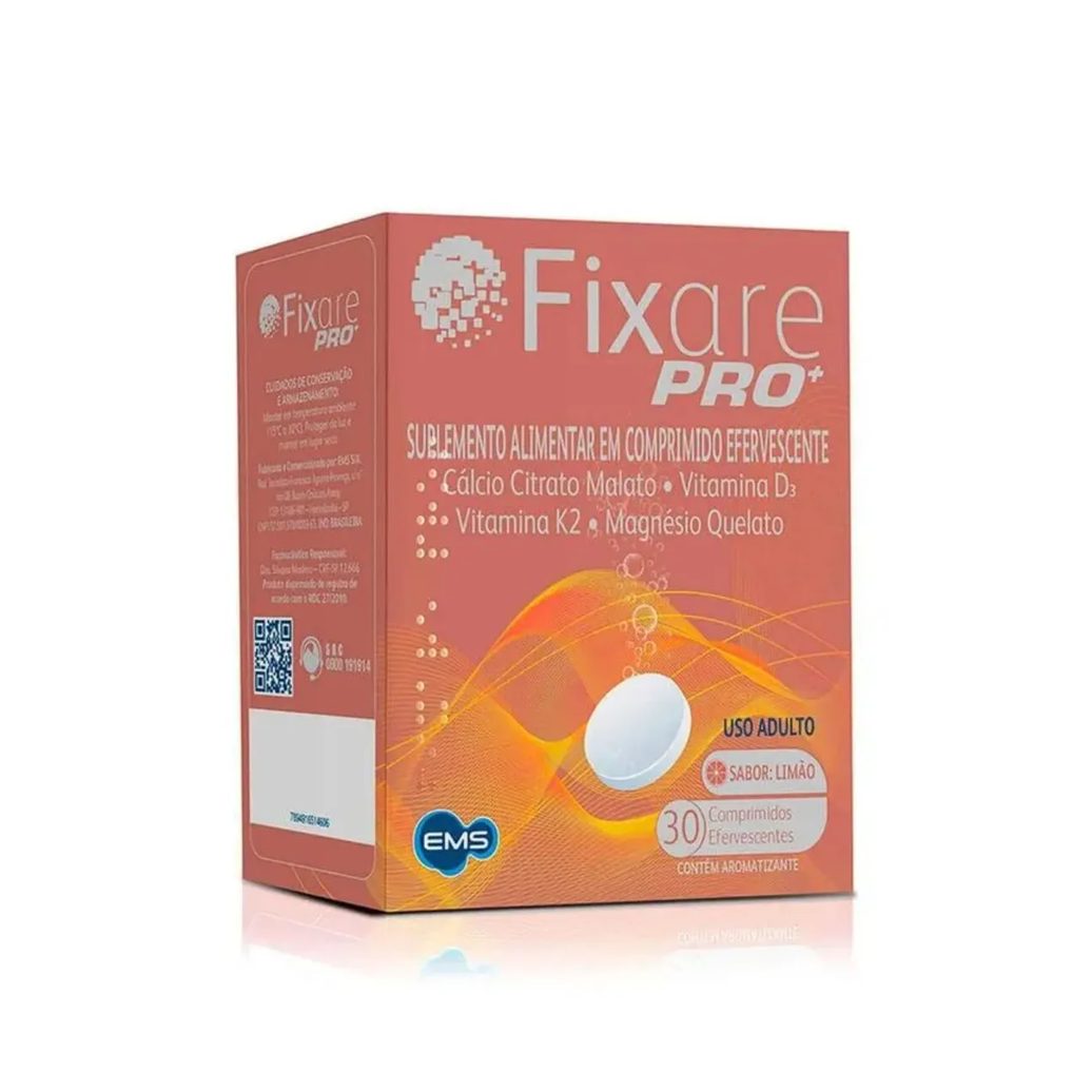 Suplemento Alimentar Cálcio Fixare Pro+ Limão 30 comprimidos efervescentes
