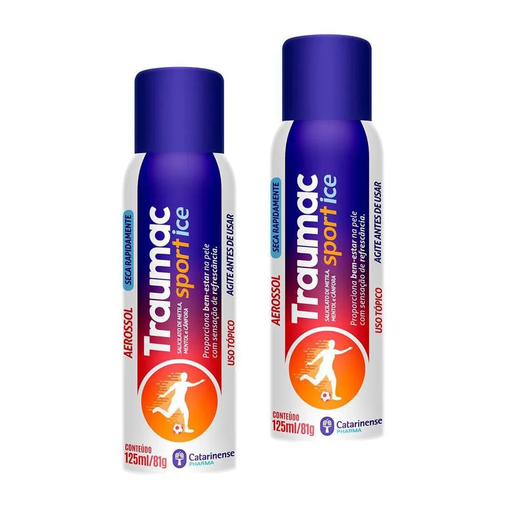 Kit 2 Traumac Sport Ice Mentol Cânfora 125ml Catarinense Lata Azul