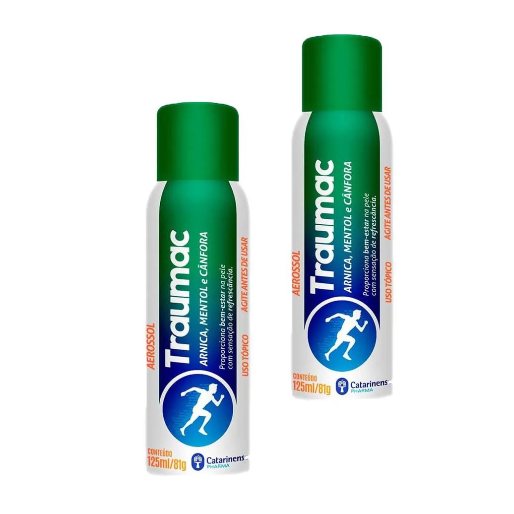 Kit 2 Traumac Sport Ice Mentol Cânfora 125ml Catarinense Lata Verde