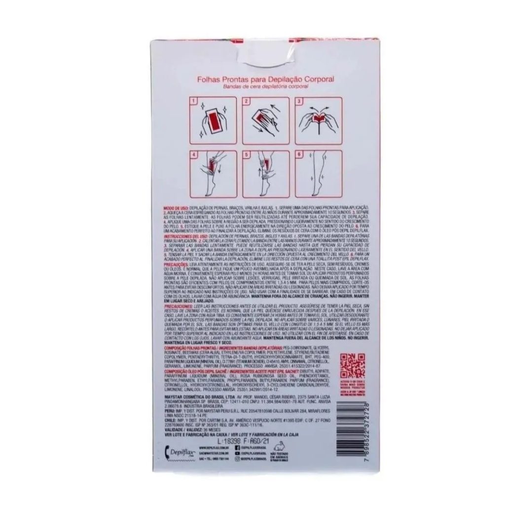 Folhas Prontas Depilflax para Depilação Corporal Morango C/20