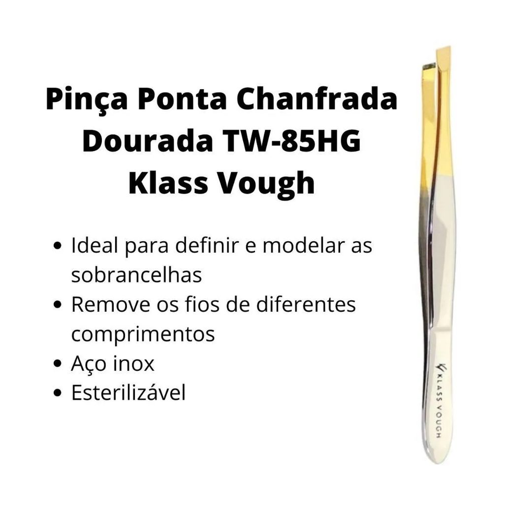 Klass Vough Pinça Ponta Chanfrada Dourada Tw-85hg