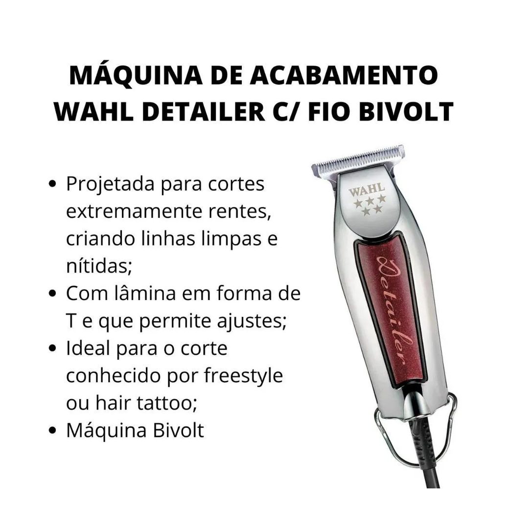 Máquina de Acabamento Wahl Detailer com Fio Bivolt