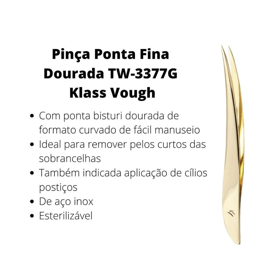 Klass Vough Pinça Ponta Fina Dourada Tw-3077g