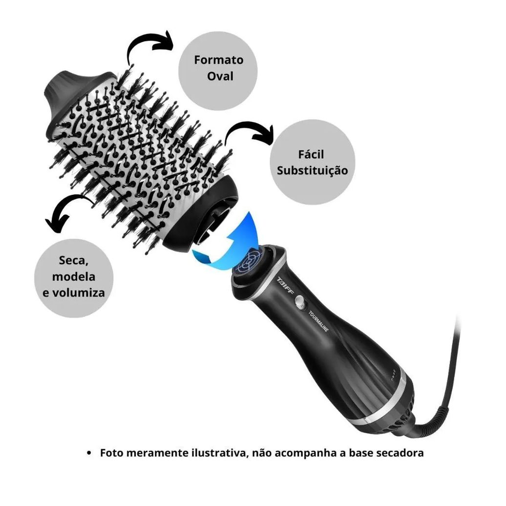 Refil Escova Secadora Taiff Tourmaline Formato Oval