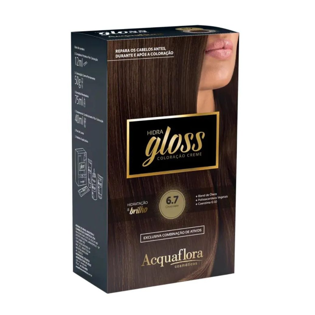 Coloração Creme Acquaflora Kit Hidra Gloss 6.7 Chocolate