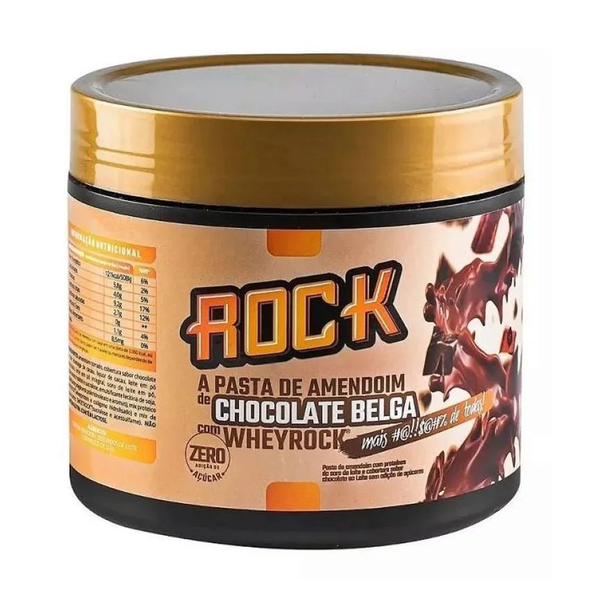 Pasta de Amendoim Whey Rock (600G) – Sabor: Chocolate Belga C/ Whey Rock