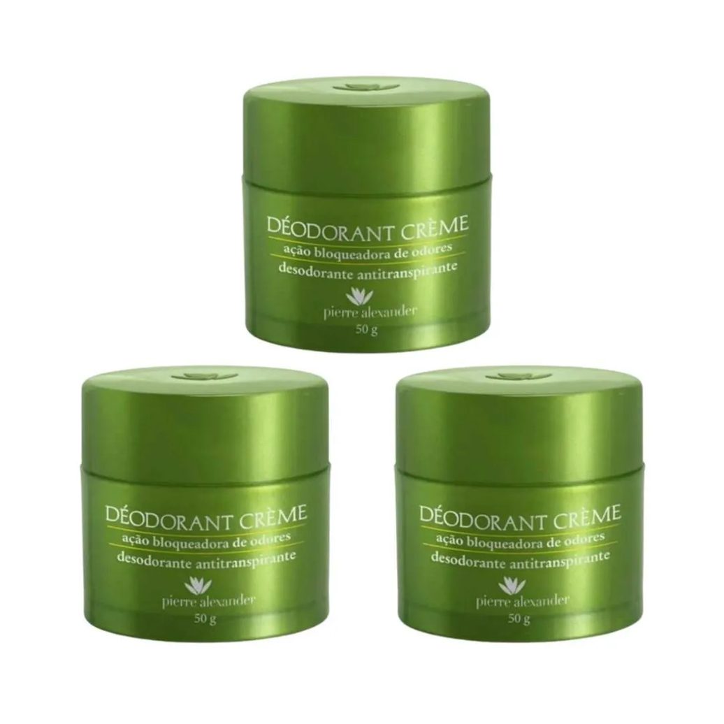 Kit Desodorante Antitranspirante Creme Pierre Alexander Bloqueador de Odores 50g 3 unidades