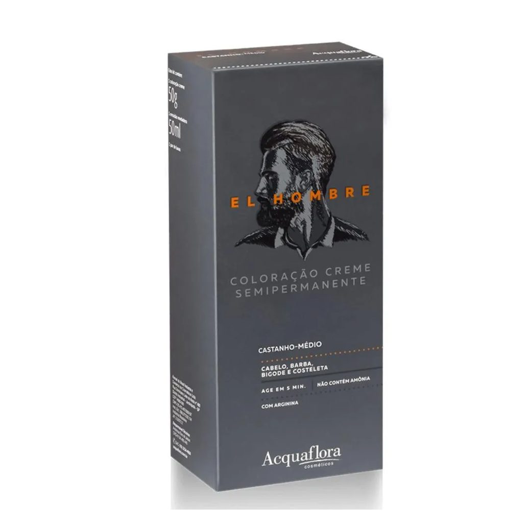 Kit Coloração Creme Semipermanente Acquaflora El Hombre Castanho-médio