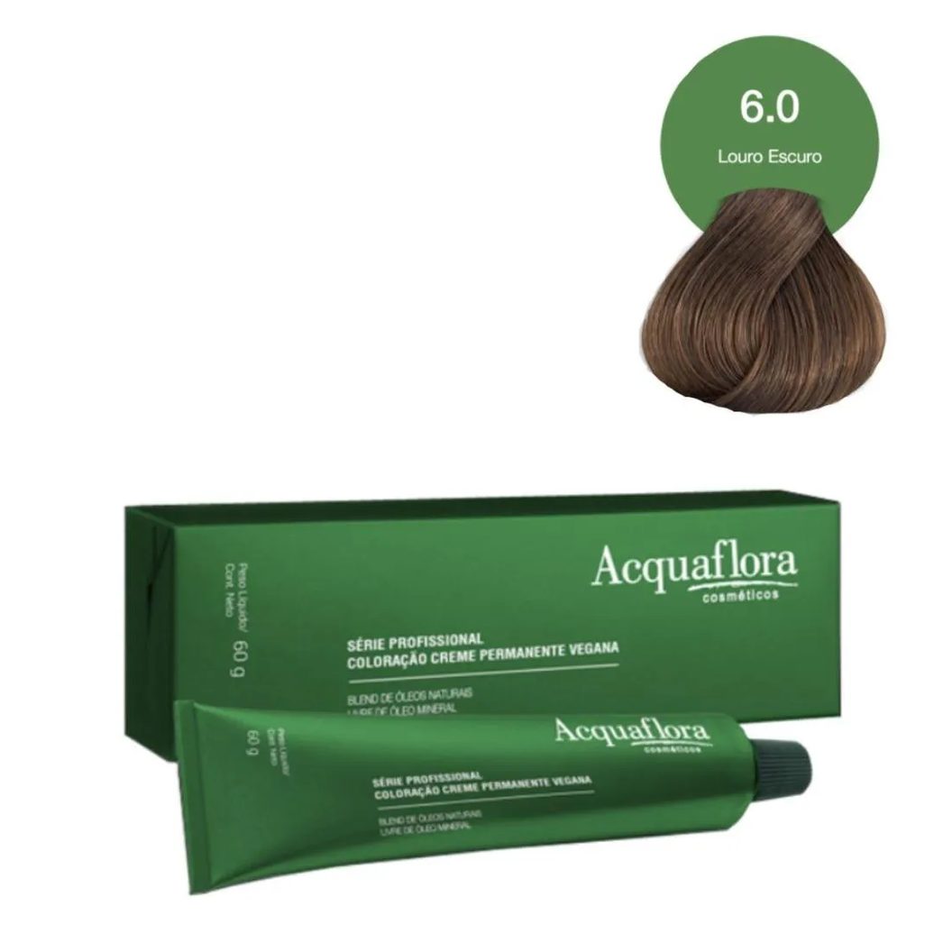 Coloração Creme Acquaflora Vegana 6.0 Louro Escuro 60g